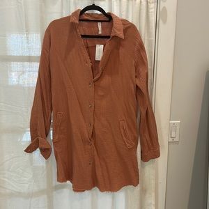 Burnt Orange Long Sleeve Button Up Women’s Dress Size Large